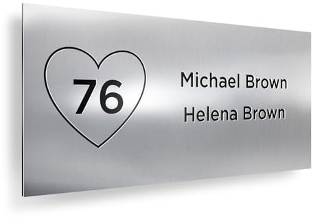 mubusi Placa Grabada Buzón 10x4 cm - Personalizada - Plástico Efecto Aluminio Metalizado con Nombre y Número