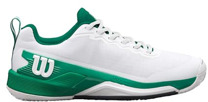 Wilson Rush Pro 4.5 Clay Herren-Tennisschuhe, Atmungsaktives Mesh, Außergewöhnliche Unterstützung und Abriebfestigkeit, Leichte Dämpfung, Weiß/Bosphorus/Schwarz, Größe 12