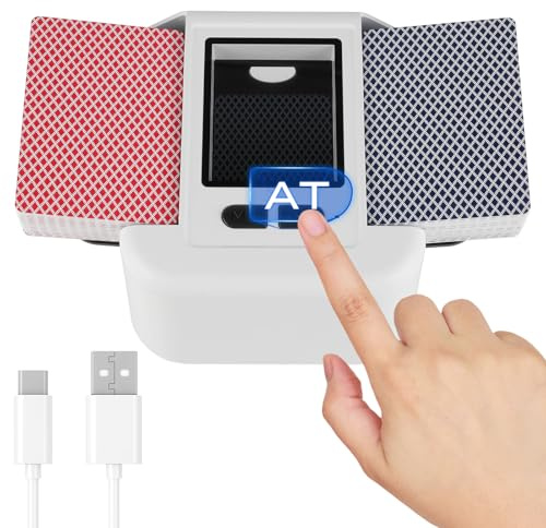 HOTUT Mélangeur de Cartes Automatique, Melangeur de Carte Rechargeable 2000 mAh, 1-2 Ponts, Mode Auto et Manuel, Faible Bruit Card shuffler pour Jeux de Cartes UNO, Poker, Texas Hold'em, Blackjack
