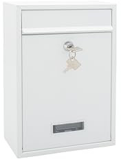 Burg Wachter Style Wall Mounted Steel Lockable Weather Resistant Post Box 31x21.5x7cm - White