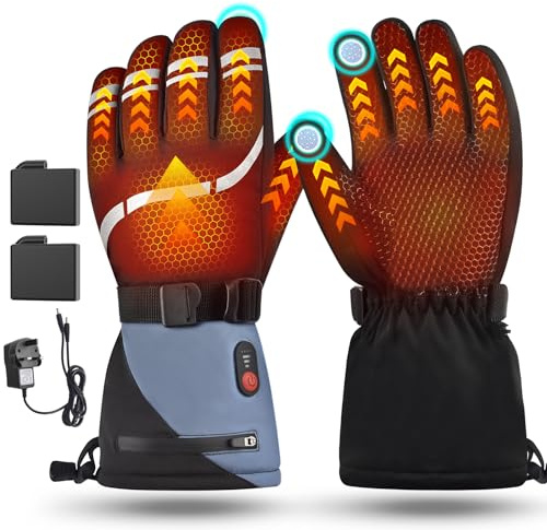Youtelit Beheizbare Handschuhe Damen Herren 7.4V 2x3200mAh Wiederaufladbar Beheizte Handschuhe 3 Heizstufen wasserdichte Touchscreen Winterhandschuhefür Motorrad, Skifahren, Klettern, Wandern
