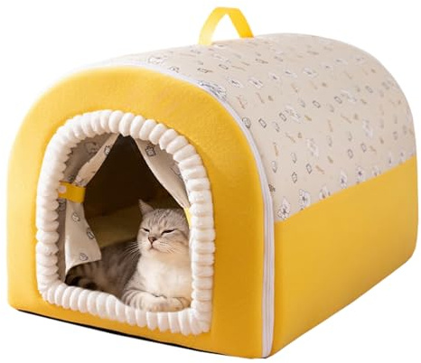 Lit en Forme De Caverne pour Chat - Maison De Sommeil Douce Et Chaude,Lit Maison pour Chats Fermé Et Lavable,pour Petits Animaux de Compagnie pour Usage Extérieur Et Hiver pour Sommeil
