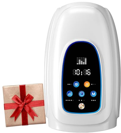 Handmassagegerät mit Thermotherapie, Wireless Handmassagegerät mit Wärme, Elektrisches Handmassagegerät mit 3 Luftkompression-Modi und 5 Stufen der Einstellbaren Stärke, Geschenke für Familie, Weiß