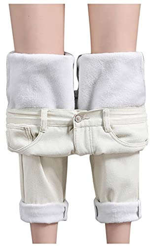 Generisch Jeans termici da donna invernali foderati Bootcut Jeans gamba dritta casual Boyfriend Y2K pantaloni leggeri pantaloni da jogging comodi pantaloni lunghi baggy pantaloni lunghi pantaloni