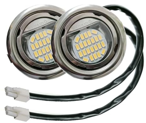 Luces Puck De Campana Extractora De 2 Pines, 12V, 24V, CA, CC, For Luz De Armario Con Orificio De 50mm, Empotrada Debajo Del Gabinete, Reemplaza 20W, Iluminación Uniforme(Warm White 3000K)