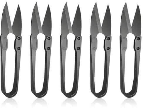 MKEAWWU Tijeras Costura, 5 Piezas En Forma U, Cortahilos Portátiles, Color Negro, Longitud 10 Cm, Para Bordado Y Manualidades