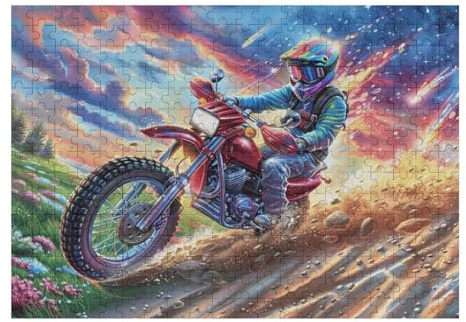 Puzzle De 300 Piezas para Adultos Piloto de Motocross Atardecer 300 PCS 40x28cm Alto Nivel De Dificultad para Jugadores Avanzados Ideal para Entrenamiento De Habilidades Desafíate