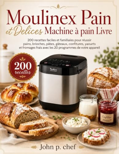 Moulinex Pain et Delices Machine à pain Livre: 200 recettes faciles et familiales pour réussir pains, brioches, pâtes, gâteaux, confitures, yaourts ... avec les 20 programmes de votre appareil
