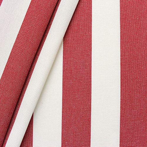 STOFFKONTOR Outdoor Stoff Markisenstoff mit Streifen - Rot-Weiß - Outdoorstoff Meterware wasserabweisend - Sonnenschutz Stoff blickdicht und farbecht