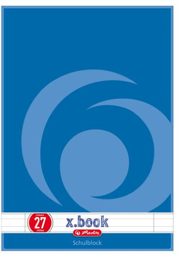Herlitz Schulblock x.book A4, Lineatur 27, 50 Blatt, Rand innen und außen, 10 Stück