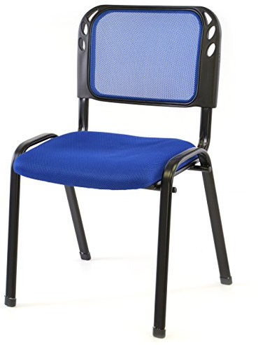 Nexos Trading Bürostuhl Konferenzstuhl Besucherstuhl blau gepolsterte Sitzfläche stapelbar 52,5 x 45 x 80 cm Stapelstuhl Metallrahmen schwarz