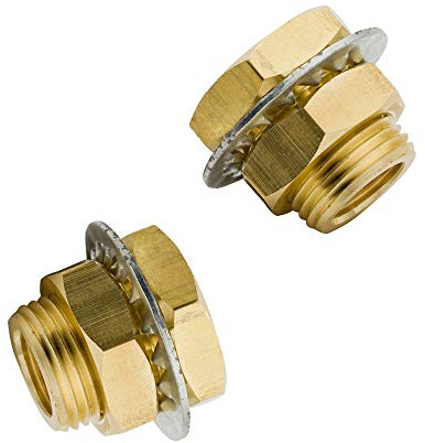 Legines Brass Bulkhead Fitting 1/4 NPT Female Bulk head Pipe Fitting Bulkhead Coupling（3/4-16UNF) 0.98 Male, 15/16 Length (Pack of 2)