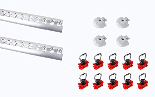 LOADCARE Kit de démarrage 2 x 2 m rail d'arrimage nu semi-circulaire percé + 4 embouts + 10 raccords