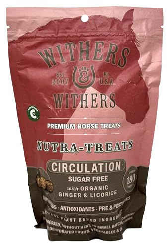 Withers & Withers Sugar-Free Horse Treats – Ginger, Licorice with Oat Bran Horse Cookies, Goat Treats, Healthy Equine Snacks 16 Oz, 100% Compostable Bag – Humane Plant-Based Ingredients for Horses