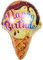 DIWULI Geburtstags Eis Luftballon Happy Birthday, Eis-Tüte Folien-Luftballon, Geburtstagsballon, Folien-Ballon Kinder-Geburtstag, Mädchen Junge, Party, Dekoration, Geschenk-Deko, Schokolade, Candy