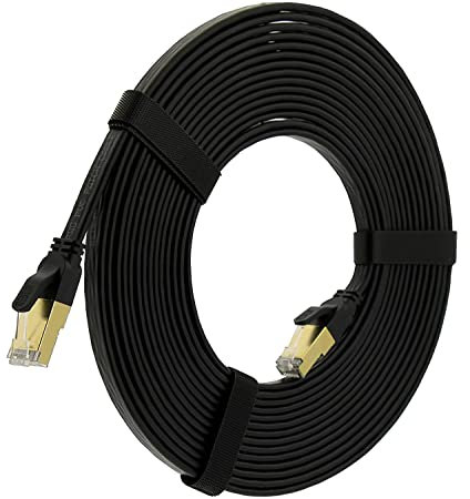 Reulin Ultra Flexibles 18M Lang Cat 8 Flach Ethernet LAN Kabel RJ45 Cat8 Patchkabel 18 M Internet Netzwerkkabel Kompatibel mit PC Laptop Smart TV Router Modem Switch Hub PS4/PS5/IPTV-Box 18Meter