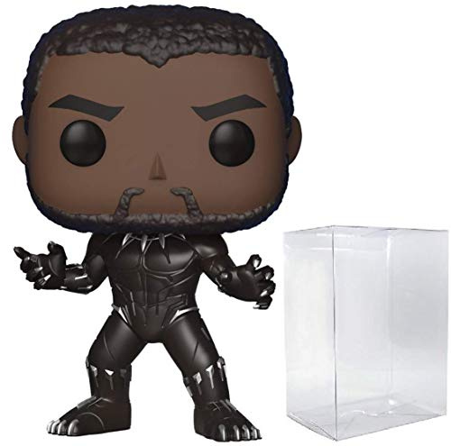 POP Marvel: Black Panther - Unmasked Black Panther Funko Pop! Vinyl Figure (Bundled with Compatible Pop Box Protector Case) Multicolored 3.75 inches
