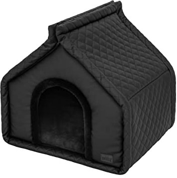 Hundehütte Katzenhütte Hundehöhle Katzenhöhle Hundehaus Katzenhaus Hütte Höhle Hundekissen Katzenkissen Haustierhütte Große R3-60 x 50 cm Schwarz