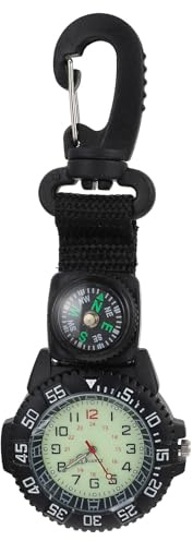 Mikikit Clip On Watch, Carabiner Watch with Compass Quartz Pocket Glow in The Dark Clip Backpack Belt Fob Outdoor Compass Hiking