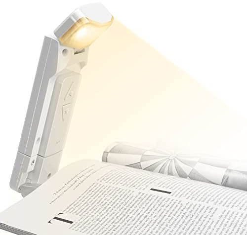 JT JUSTIME LED Book Light, Portable Clip on Reading Light for Books in Bed at Night, 3 Color & 5 Brightness Dimmable with Timer, USB Rechargeable for Booklovers and Kids (White)
