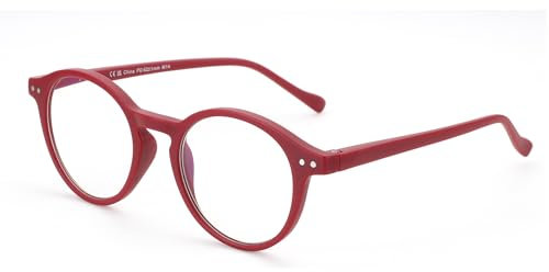ZENOTTIC Blaue Licht Blockieren Lesebrille, Anti Schwindlig Glasses Damen und Herren Leicht Rundrahmen Retro Brillen (+0.00, ROT)