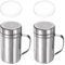 sourcing map 2pcs Salt Dredge Shakers 14 Ounce Stainless Steel Seasonings Spice Shakers with Handle and Lid for Salt Sugar Flour