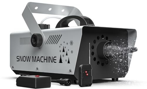 Snow Machine 1200W, Snow Machine Outdoor with Remote Control and Wired Control, 1L Tank for Christmas, Wedding, Photography, Party, Children