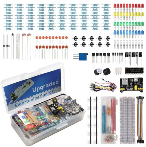 830 Loch Breadboard Steckplatine Starter Kit AYWHP Elektronische Komponenten Starter Kit mit 830 Loch Breadboard,LED,Potentiometer Leistungsmodul Widerstandskondensator kompatibel mit Arduino、R-Pi