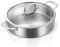 DELARLOCHEF Padella da 30 cm, bordo alto: padella a tre strati in acciaio inox, pentola con coperchio, padella profonda, padella in acciaio inox Tri-ply, doppio orecchio, Deep and Large Frying Pan