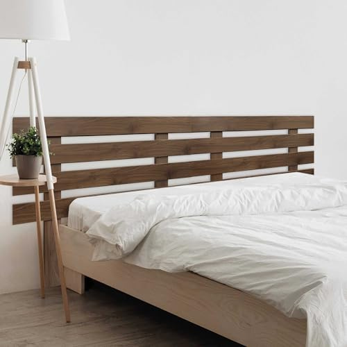 DHOME Testiera in Legno Orizzontale 4 DM con Piedini Riciclata Stile Pallet per Letto Moderno da Camera da Letto Ferramenta Inclusa (Legno Noce, 180cm Doppio)