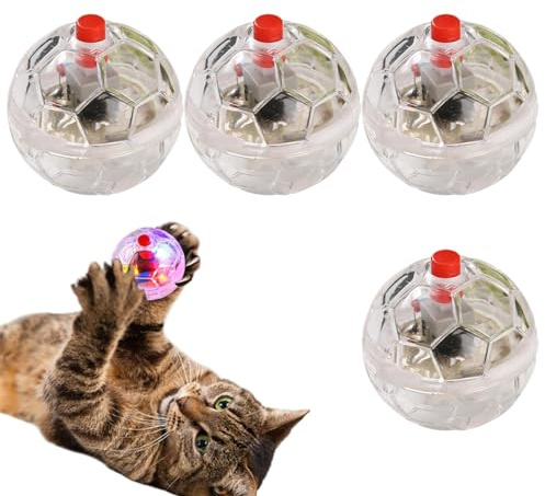 HoveeLuty 4 st kattbollar spöke jakt rörelseaktiverad LED kattboll leksak 3,5 cm plast upplysta interaktiva leksaker för inomhus små hundar husdjur leksaker för inomhus katter boll leksak