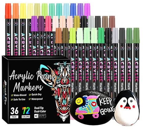 Generisch Rotuladores de fibra acrílica, 72 colores, marcadores de ventana de doble cara, accesorios para decoración de manualidades, regalos, Navidad, cumpleaños, adultos