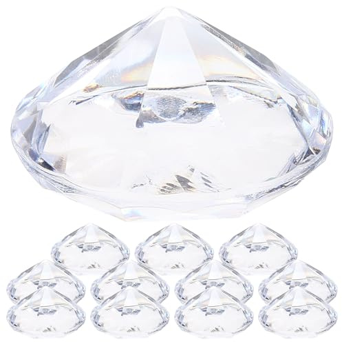 Cabilock Portatarjetas de Mesa de Acrílico Transparente en Forma de Diamante, Soporte para Cartas de Lugar para Bodas y Fiestas, Paquete de 12 Unidades, Soporte para Números y Fotos