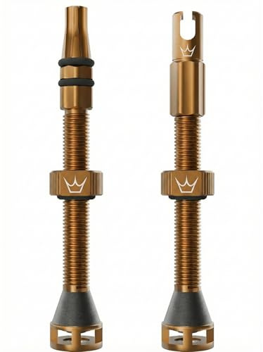 Peaty's Holeshot Fast Flow Tubeless Valves - High Airflow Anti Sealant Clog Design, Fast Tyre Setup, Fully Serviceable 7075 Aluminium, Bike Tyre Valves Compatible with MTB Rim Inserts, 60mm Bourbon