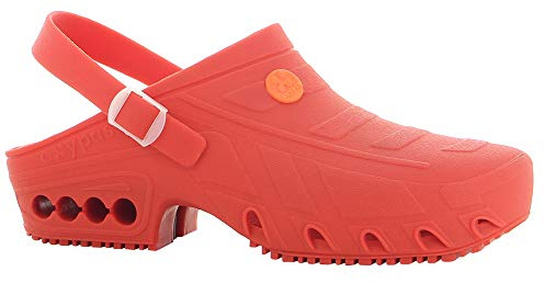 Safety Jogger Hospital Clog Women – lätt autoklaverbar arbetssko för män, perfekt för hälso- och sjukvård, halkfri, antistatisk och stötdämpande, 5,5/6,5 UK 39/40 EU, Oxypas Oxyclog Red