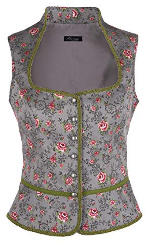 Ramona Lippert Mieder Bluse Trachtenbluse Leonie, Grau, 38