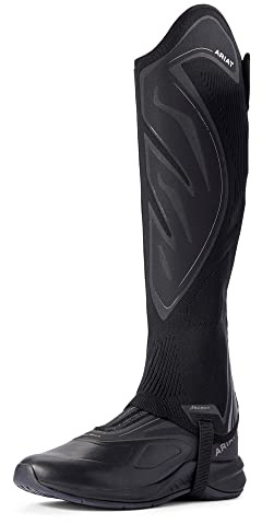 ARIAT Acent Chaps - Black - Unisex - Fits like a sock, performs like a pro - Un-lined, knit construction - No-sew overlay Chap Size - SM