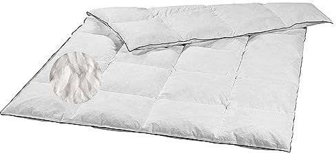sleepling 197018 leichte Sommerdecke Bettdecke Daunendecke Federdecke | 20% Daunen 80% Federn (Klasse 1, 300 gr.) | Downpass | 100% Daunen-Batist | Made in EU | Waschbar 60 Grad | 135 x 200 cm, weiß