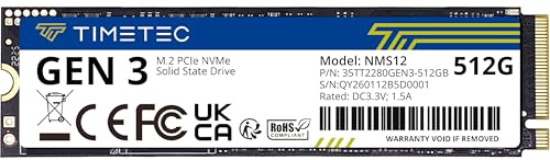 Timetec 512GB SSD NVMe PCIe Gen3x4 8Gb/s M.2 2280 3D NAND High Performance SLC Cache Read/Write Speed Up to 2,000/1,600 MB/s Internal Solid State Drive for PC Laptop and Desktop