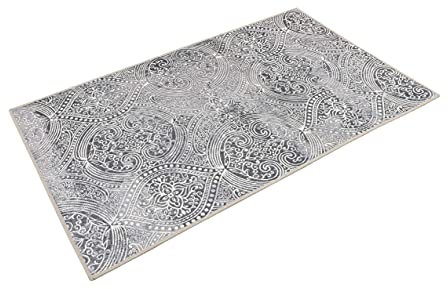 Wecon Home Badteppich, Badematte, rutschfest und Waschbar, Vintage, Louis (80 x 150 cm, grau)