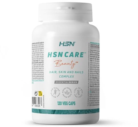 HSN Care Cabello, Piel y Uñas de HSN | Hair Skin and Nails Complex | Suplemento para el Crecimiento del Cabello y Mantenimiento de la Piel y Uñas | No-GMO, Vegano, Sin Gluten | 120 Cápsulas Vegetales