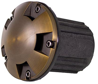 Lumen Logic 12V Brass In-Ground Well Light (Turret Top) with 5W 2700K Warm White MR16 LED Bulb & PVC Sleeve for Low Voltage Landscape Lighting of Outdoor Pathway, Garden, Shrubs, Columns or Trees