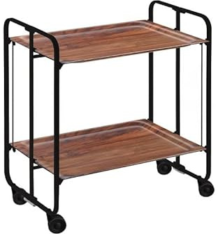 DON HIERRO - Servierwagen, klappbar, 2 Böden, Schwarzem Rahmen. Bauhaus-Zedernholz