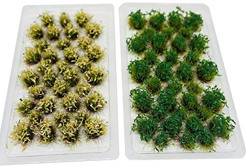 Woohome 70 Stück Miniatur Blume Cluster Miniatur Grasbüschel Modellbau Static Grass Tuft für Miniatur Tabletop Spiele Modelleisenbahn Geländebau