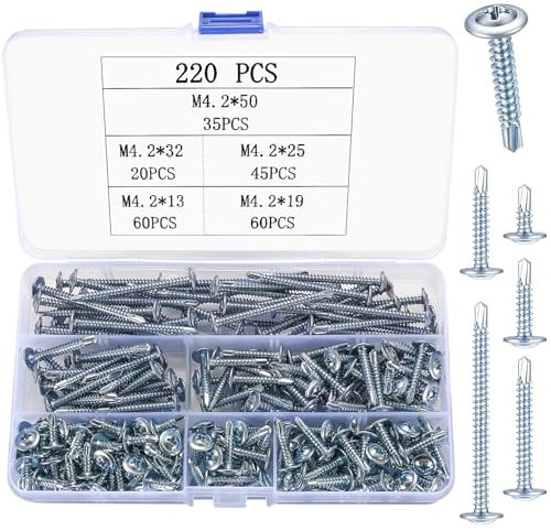 Aoyfuwell220 Stk Bohrschrauben Selbstschneidende Schrauben, M4.2 Edelstahl Selbstbohrende Schraube, Blechschrauben, Kreuzschlitzschrauben Metallschrauben für Metal Blechbefestigung