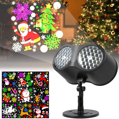 Lampe de projecteur LED de Noël, 16 motifs de projecteur, arbres de Noël, Père Noël, bonhommes de neige, etc. Projecteur de Noël, festival, éclairage de Noël