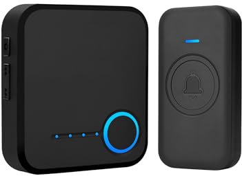FOVKSUC Wireless Doorbell, Waterproof Door Bell with 60 Chimes, 5 Levels Volume and LED Flash, 1000ft Long Range Classroom Doorbell for Home Office Hospital (1 Receiver & 1 Button, Black)