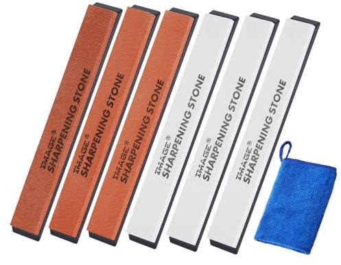 Image Set of 6 Sharpening Stones for Kitchen Knife Sharpener Professional Sharpening System Stone Grain Size: # 180# 400# 800# 1500# 2000# 3000