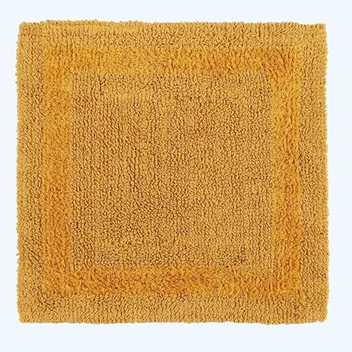 HOMESCAPES Liten Badmat, Extra Mjuk Luxig Fläckmatta 1600gsm 100% Bomull, Tvåsidigt Antislipad för Badrum, Tvättbar, Superabsorberande, Snabbtorkande, Badmat i Färgen Sennap