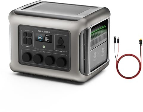 ALLPOWERS Tragbare Powerstation R2500 mit 4 2500W (4000W Spitze) AC Ausgängen, 2016Wh LiFePO4 Generatoren, 1 Std 100% Schnell Aufladen Solargenerator,USV Batterie Backup für Zuhause Camping Wohnmobil